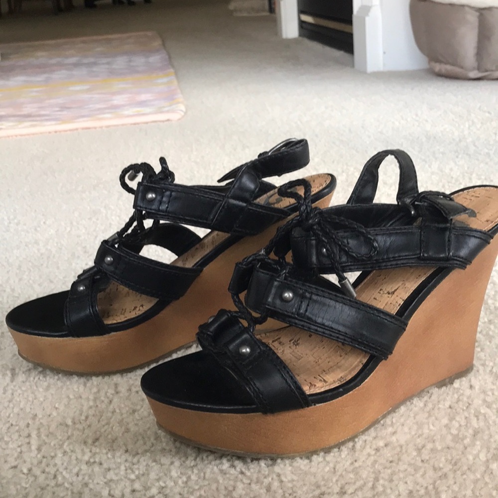 Guess Black Wedge Sandal